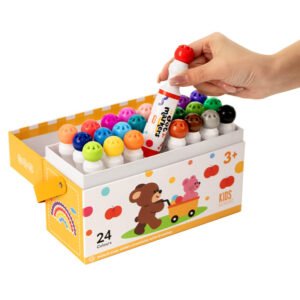 Dot Marker DM-002(10mm Nib/40ml) 12/24 Colours Washable Ink With Drawing Card set