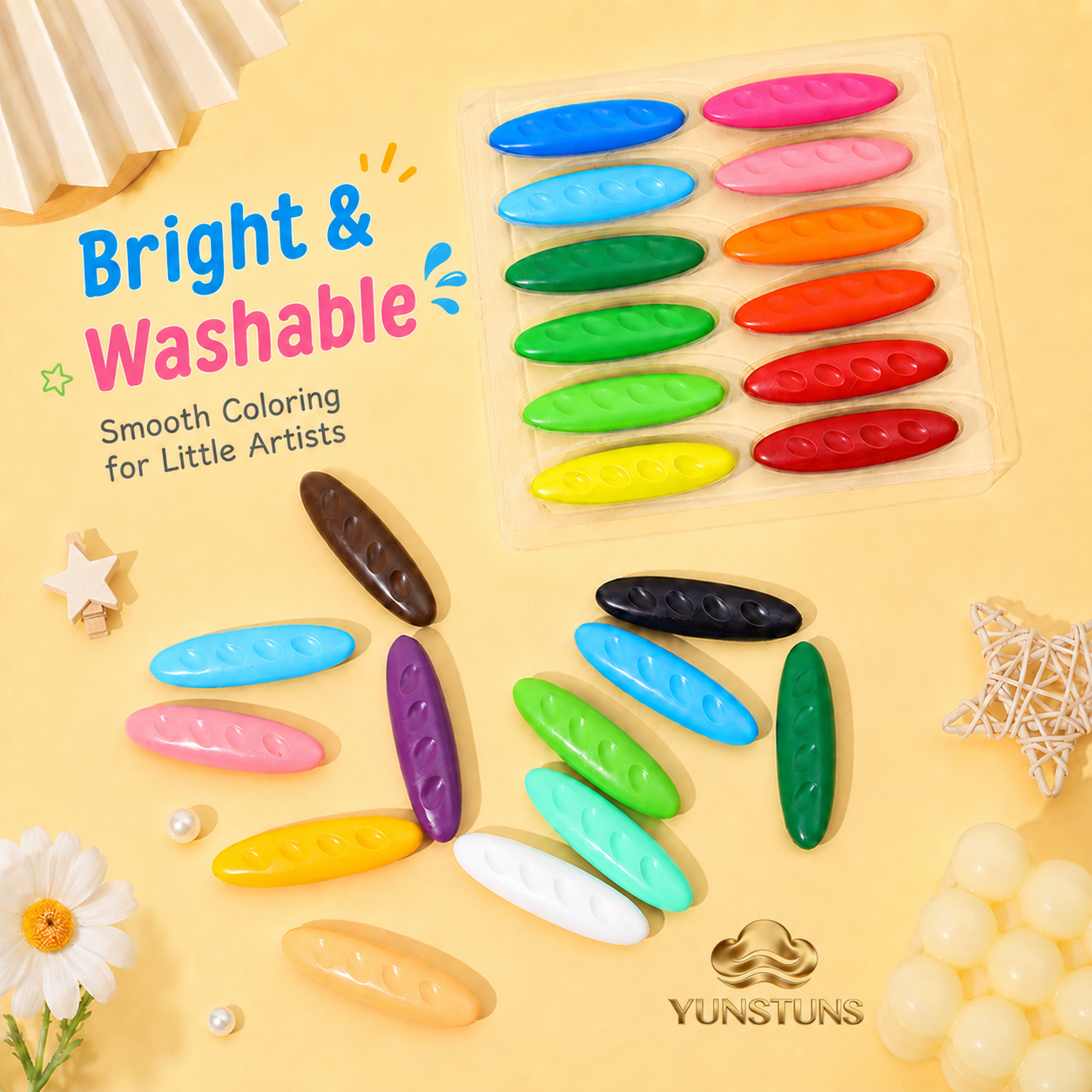 12/24/36Colors Children's Plastic Peanut Crayons Not Dirty Hand Washable for Correcting Hand Posture in Painting and Doodling - 图片 2