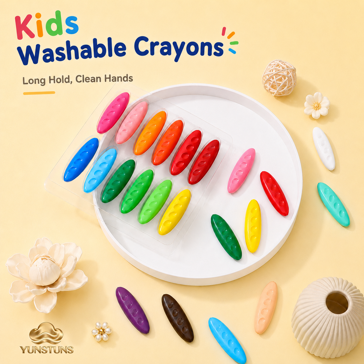 12/24/36Colors Children's Plastic Peanut Crayons Not Dirty Hand Washable for Correcting Hand Posture in Painting and Doodling - 图片 4