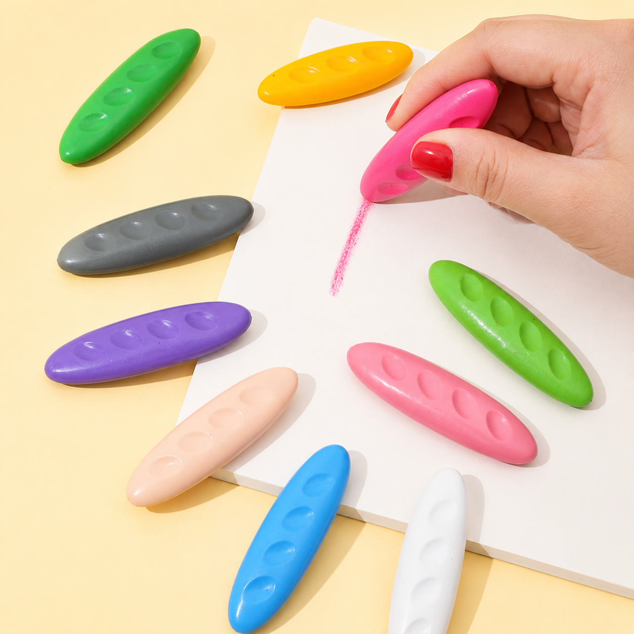 12/24/36Colors Children's Plastic Peanut Crayons Not Dirty Hand Washable for Correcting Hand Posture in Painting and Doodling - 图片 3
