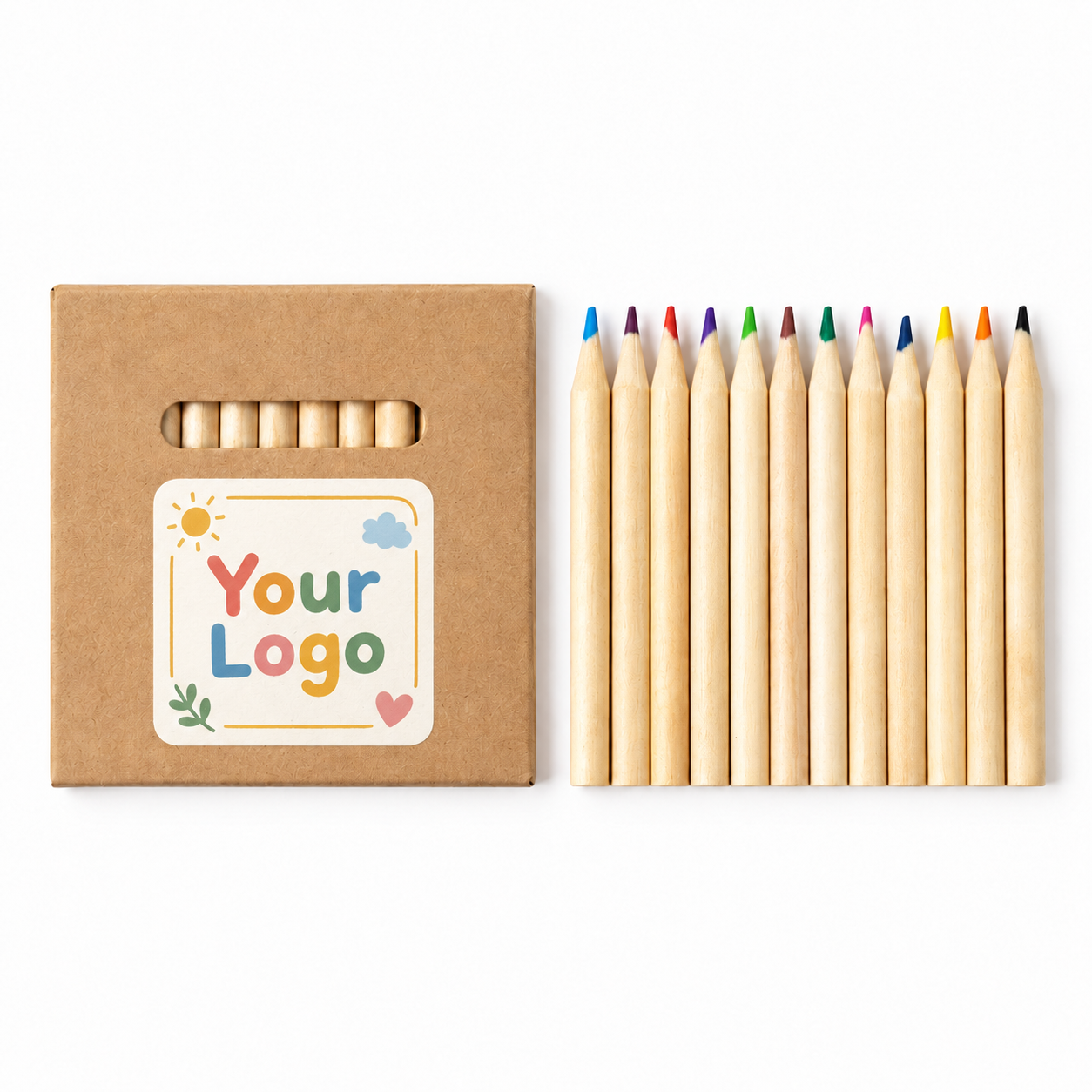 Mini Colored Pencils Natural Wood Short Hexagonal Pre Sharpened Ready Stock Kraft Box Classroom Drawing Colour Pencil Set - 图片 3