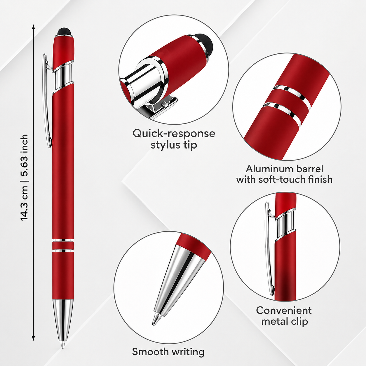 Customized Logo Metal Ballpoint Pen Black Ink 1.0mm Tip Soft Touch Screen Rubber Coated Promotional 2-in-1 Touch Ballpoint Pen - 图片 3