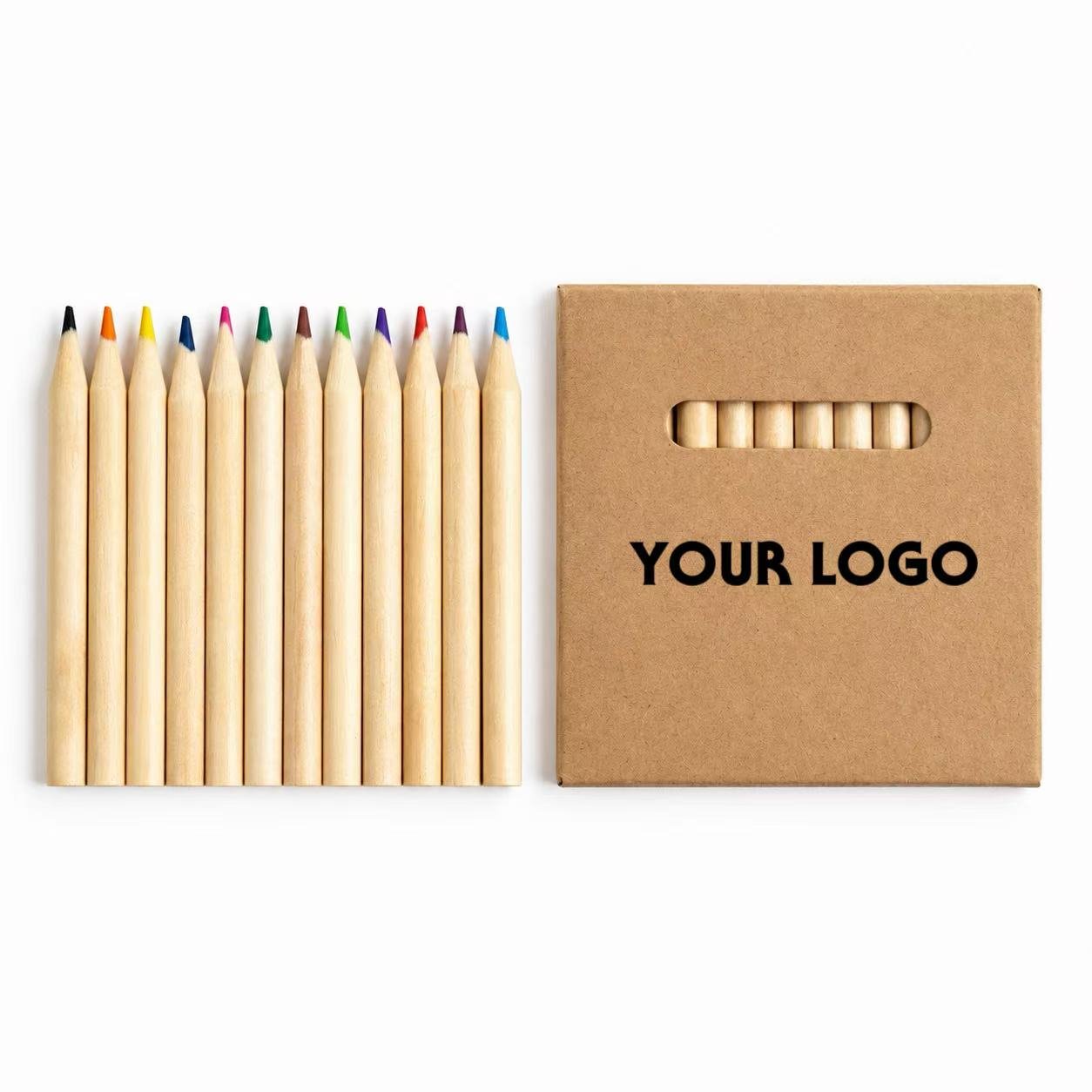 Mini Colored Pencils Natural Wood Short Hexagonal Pre Sharpened Ready Stock Kraft Box Classroom Drawing Colour Pencil Set - 图片 4